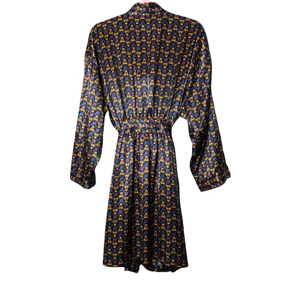 Versailles The Bay Vintage Satin Silky Bathrobe Robe Lingerie Lounge Teddy Bears - Picture 10 of 15